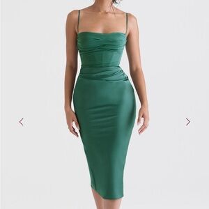 house of cb teia draped corset midi dress